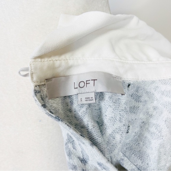 LOFT Mixed Media Gray & Cream Leopard Collard Sweater Tank Top - SMALL - Picture 4 of 10